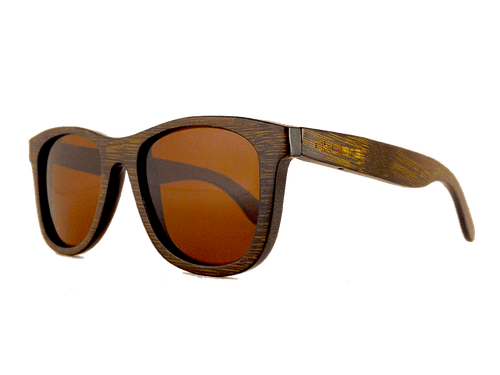 Occhiali da sole in legno bambù tinta scura, lenti polarizzate colore marrone semi-trasparente, filtri protezione UV400 - Okulars