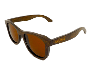Occhiali da sole in legno bambù tinta scura, lenti polarizzate colore marrone semi-trasparente, filtri protezione UV400 - Okulars