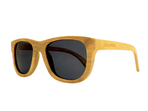 Occhiali da sole in legno di bambù tinta naturale, lenti polarizzate neutre colore nero, filtri protezione UV400 - Okulars