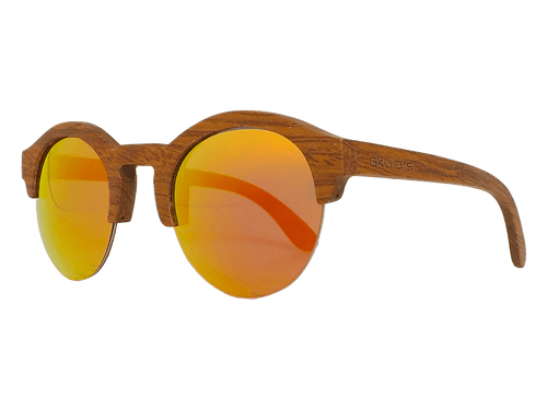 Occhiali da sole in legno palissandro naturale, lenti riflettenti colore rosso, filtri protezione UV400 - Okulars