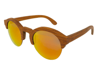 Occhiali da sole in legno palissandro naturale, lenti riflettenti colore rosso, filtri protezione UV400 - Okulars
